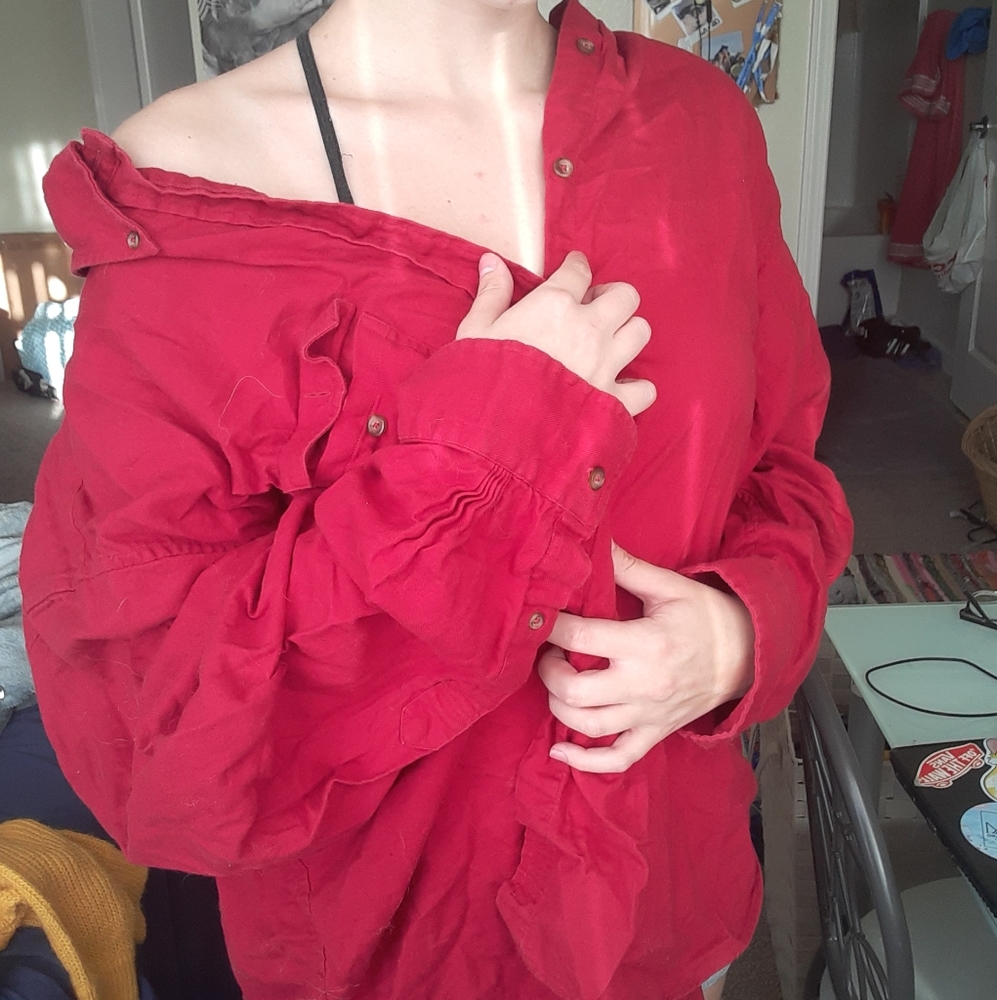 Red Button Down